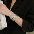 Light Luxury Geometric Pleated Metal Bangle Minimalist Open Cuff Arm Bracelet For Women view 1