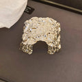 Light Luxury Geometric Pleated Metal Bangle Minimalist Open Cuff Arm Bracelet For Women view 4