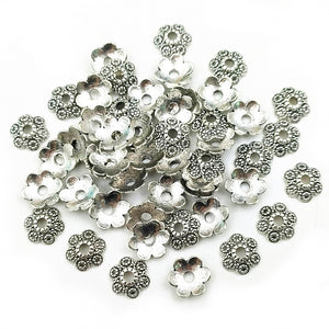 50pcs 10mm Alloy Flower Bead Caps For Handmade DIY Bracelet Necklace Jewelry Accessories