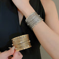Shiny Alloy Multi Layer Hollow Wrap Bangle For Women, Premium Niche Fashion Daily Arm Cuff view 2