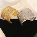 Shiny Alloy Multi Layer Hollow Wrap Bangle For Women, Premium Niche Fashion Daily Arm Cuff view 1