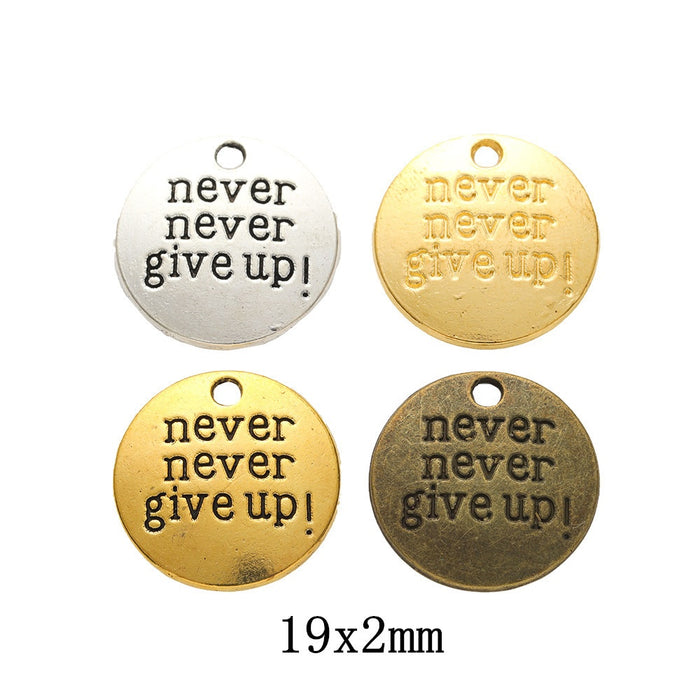 Zinc Alloy Round Tag Charm Pendant No.473809 for DIY Necklace Bracelet Jewelry Making