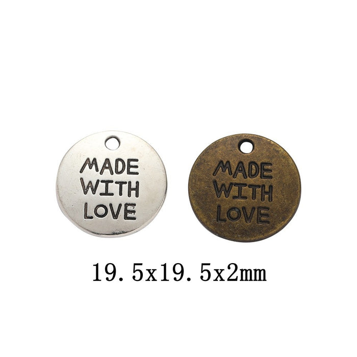 Zinc Alloy Round Word Tag Charm Pendant No.249993 for DIY Necklace Bracelet Jewelry Making