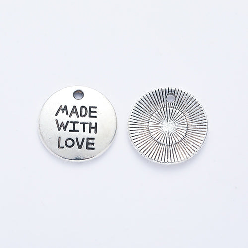 Zinc Alloy Round Word Tag Charm Pendant No.249993 for DIY Necklace Bracelet Jewelry Making