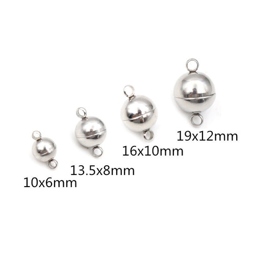 Stainless Steel Round Ball Magnetic Clasps For DIY Simple Bracelet Necklace Connectors