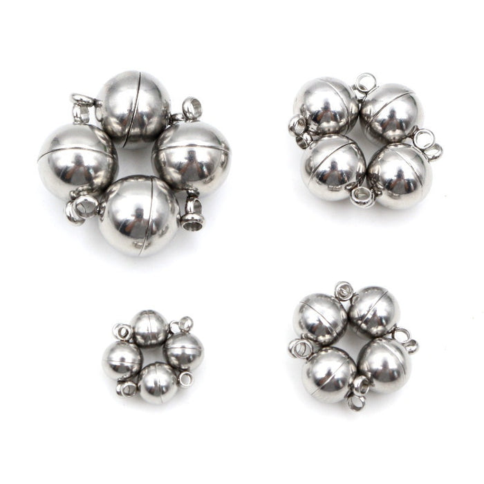 Stainless Steel Round Ball Magnetic Clasps For DIY Simple Bracelet Necklace Connectors