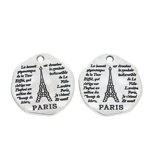 Zinc Alloy Round Letter Tag Charm Pendant for DIY Necklace Bracelet Jewelry Making