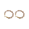 Chic Faux Pearl Wrap Round Geometric Stud Earrings With Silver Posts For Women view 5