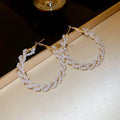 Chic Faux Pearl Wrap Round Geometric Stud Earrings With Silver Posts For Women view 4