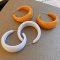 Chic Candy Color Acrylic C Shape Hoop Earrings With Silver Posts Geometric Fashion Ear Jewelry view 3