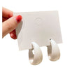 Chic Candy Color Acrylic C Shape Hoop Earrings With Silver Posts Geometric Fashion Ear Jewelry view 5