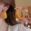 Chic Candy Color Acrylic C Shape Hoop Earrings With Silver Posts Geometric Fashion Ear Jewelry view 2