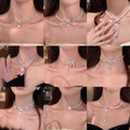 Light Luxury Faux Pearl Bow Necklace With Rhinestone Accent Statement Collarbone Jewelry For Women view 1