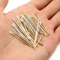 50pcs Copper Plated Two Hole Embossed Round Twist Double Loop Connector Bars For DIY Earrings view 3