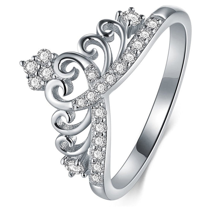 Princess Crown Heart Flower Ring For Women, Niche Design Fashion Index Finger Jewelry
