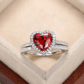 Trendy Double Layer Heart Shaped Zircon Couple Rings, European Fashion Wedding Band Jewelry view 2