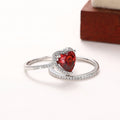 Trendy Double Layer Heart Shaped Zircon Couple Rings, European Fashion Wedding Band Jewelry view 5