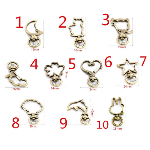 Color Retention Plated Moon Cat Heart Star Dolphin Keychain Swivel Spring Snap Hook Charm Clasp