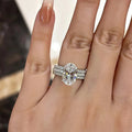 Luxury Three Piece Geometric Ring Set For Women, Sparkling Wedding Engagement Fashion Jewelry view 2