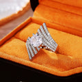 European American Angel Wing Ring Offset Design Luxury Symbolic Statement Ring For Women view 3