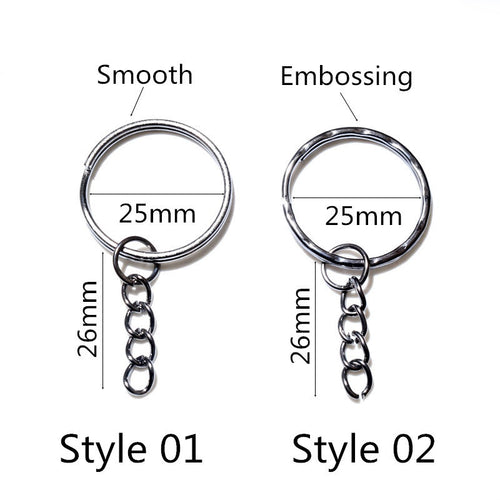 20Pcs 25mm DIY Jewelry Key Rings With Four Section Chains Keychain Findings Supplies
