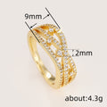 European American Multi Layer Hollow Copper Zircon Ring Luxury Creative Design Jewelry For Women view 4
