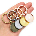 DIY Key Ring With Glass Cabochon Base Tray Keychain Pendant Blank Jewelry Accessories view 3