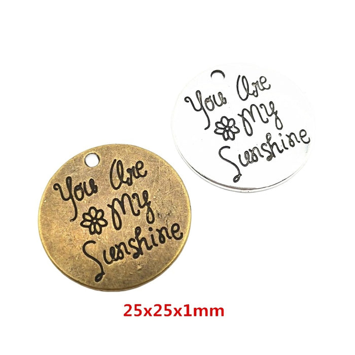 Zinc Alloy Round Tag Charm Pendant No.065198 for DIY Necklace Bracelet Jewelry Making
