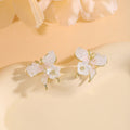 Elegant Pink Crystal Butterfly Flower Alloy Stud For Women Fresh Forest Style Statement Earrings view 4