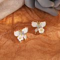 Elegant Pink Crystal Butterfly Flower Alloy Stud For Women Fresh Forest Style Statement Earrings view 2