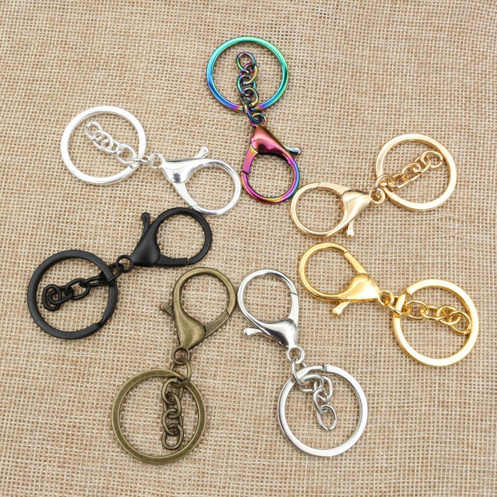 30mm Key Ring With 7cm Chain Lobster Clasp For DIY Keychain Hanger Jewelry Accessories