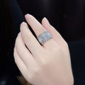 Starry Wide Hollow Lace Ring, Personalized Fashion Luxury Floral Edge Statement Finger Jewelry view 3
