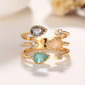 Korean Irregular Open Ring, Elegant Water Drop Imitation Gem Royal Style Women's Ring view 2