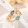 Korean Irregular Open Ring, Elegant Water Drop Imitation Gem Royal Style Women's Ring view 5