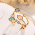 Korean Irregular Open Ring, Elegant Water Drop Imitation Gem Royal Style Women's Ring view 3