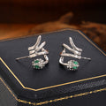 Elegant Silver Alloy Winding Snake Shape Studs With Green Crystal Rhinestone Inlay Women Fashion Earrings view 1