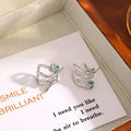 Elegant Silver Alloy Winding Snake Shape Studs With Green Crystal Rhinestone Inlay Women Fashion Earrings view 2
