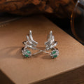 Elegant Silver Alloy Winding Snake Shape Studs With Green Crystal Rhinestone Inlay Women Fashion Earrings view 3