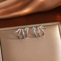 Elegant Silver Alloy Winding Snake Shape Studs With Green Crystal Rhinestone Inlay Women Fashion Earrings view 4