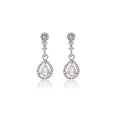 Elegant Silver Needle Rhinestone Oval Studs With Hollow Teardrop Crystal Pendant Luxury Earrings view 5