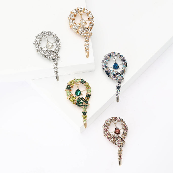 Alloy Rhinestone Snake Brooch Pin For Creative Apparel Decoration