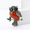 Alloy Enamel Turquoise Owl Brooch Vintage Unisex Lapel Pin view 2