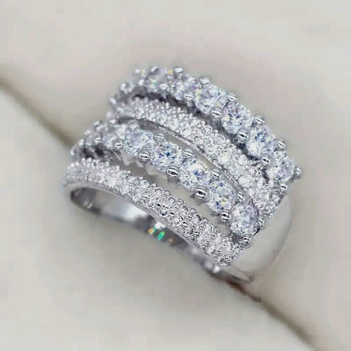 Multi Layer Stackable Micro Paved Zircon Ring For Women Light Luxury Index Finger Jewelry