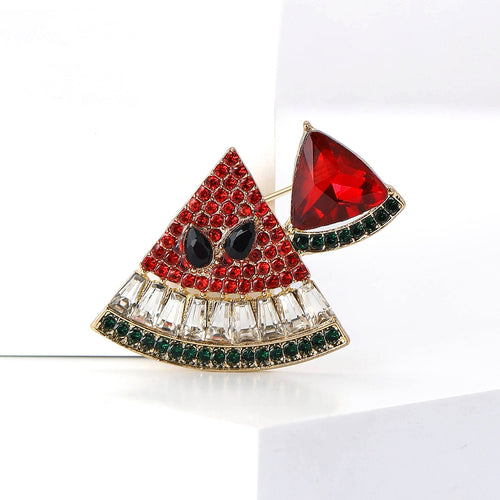 Alloy Rhinestone Watermelon Brooch Pin For Suits And Cardigans