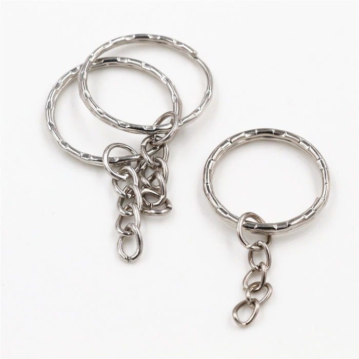 25/28mm Metal Key Rings With Chain For DIY Keychain Making Jewelry Accessories Supplies