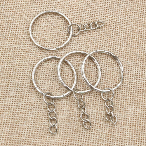 25/28mm Metal Key Rings With Chain For DIY Keychain Making Jewelry Accessories Supplies
