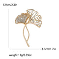 Metal Alloy Rhinestone Ginkgo Leaf Brooch Pin For Women Cardigans view 6