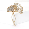 Metal Alloy Rhinestone Ginkgo Leaf Brooch Pin For Women Cardigans view 2