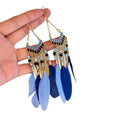 Bohemian Colorful Feather Tassel Drop Earrings Ethnic Geometric Hook Statement Jewelry view 5
