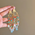 Bohemian Colorful Feather Tassel Drop Earrings Ethnic Geometric Hook Statement Jewelry view 3